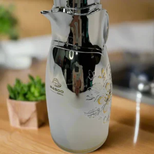 BASOO THERMOS/ VACUUM FLASK WHITE SILVER: 2500 ML, DOUBLE WALL INULATED, YOUR DRINK, ALWAYS AT THE PERFECT TEMPERATURE