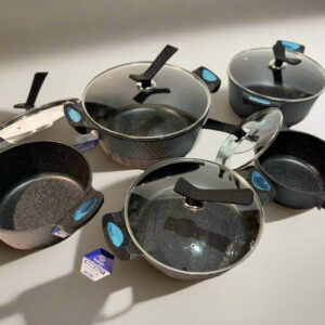 BASOO 5-PIECE PAN SET – STAINLESS STEEL & NON-STICK – STYLISH & DURABLE