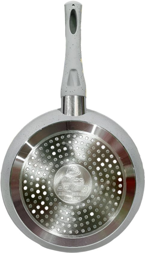 Basoo set van 3 koekenpannen (Ø 20, 24 en 28 cm) - Zwart - Italiaanse kwaliteit - PFOA-vrij met anti-aanbaklaag - Geschikt voor inductie - Grijs - Image 4