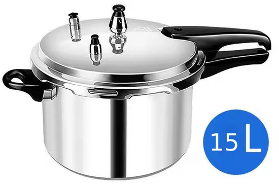 Basoo 15L Snelkookpan – Grote Aluminium Pressure Cooker voor Gasfornuis – 28 cm Diameter