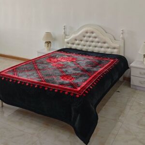 Basoo Luxe Winterfleece Deken – Dubbelzijdig Pluche Microvezel | Extra Dikke & Warme Bedsprei | Stijlvol Design in Zwart & Rood | 200x240 cm | 4 kg | Energiezuinig (Klasse A)