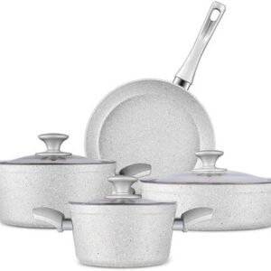 BASOO BIOGRANIET 4-DELIGE INDUCTIE PANNENSET – DUURZAAM, KRASBESTENDIG & STIJLVOL, WIT