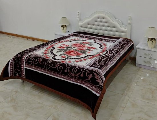 Basoo Luxe Winterfleece Deken – Dubbelzijdig Pluche Microvezel | Extra Dikke & Warme Bedsprei | Stijlvol Bloempatroon | 200x230 cm | 4 kg | Energiezuinig (Klasse A)