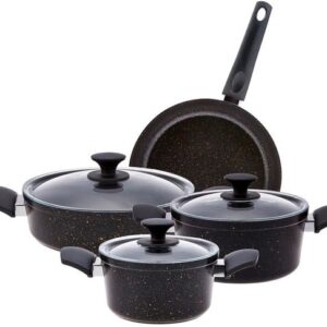 BASOO BIOGRANIET 4-DELIGE INDUCTIE PANNENSET – DUURZAAM, KRASBESTENDIG & STIJLVOL, Zwart