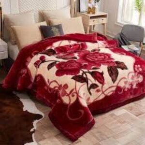 Basoo Luxe Winterfleece Deken – Dubbelzijdig Pluche Microvezel | Extra Dikke & Warme Bedsprei | Stijlvol Bloempatroon | 200x240 cm | 4 kg | Energiezuinig (Klasse A) - Rood