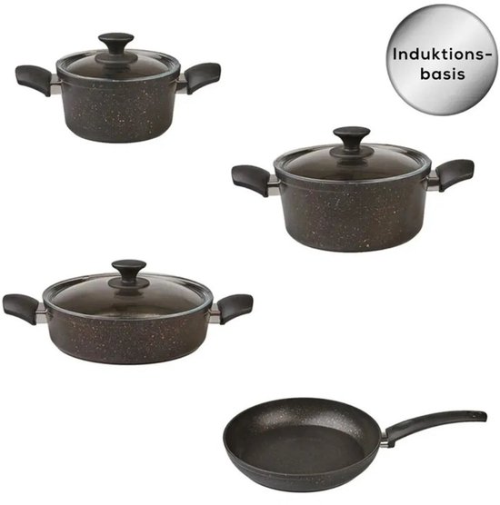 BASOO BIOGRANIET 4-DELIGE INDUCTIE PANNENSET – DUURZAAM, KRASBESTENDIG & STIJLVOL, Zwart - Image 2