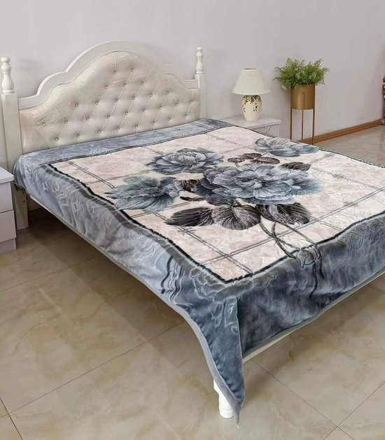 Basoo Luxe Winterfleece Deken – Dubbelzijdig Pluche Microvezel | Extra Dikke & Warme Bedsprei | Stijlvol Design in Wit & Grijs | 200x240 cm | 4 kg | Energiezuinig (Klasse A)