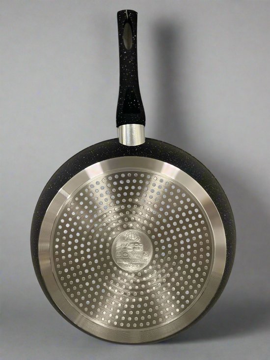 Basoo set van 3 koekenpannen (Ø 20, 24 en 28 cm) - Zwart - Italiaanse kwaliteit - PFOA-vrij met anti-aanbaklaag - Geschikt voor inductie- Zwart - Image 3