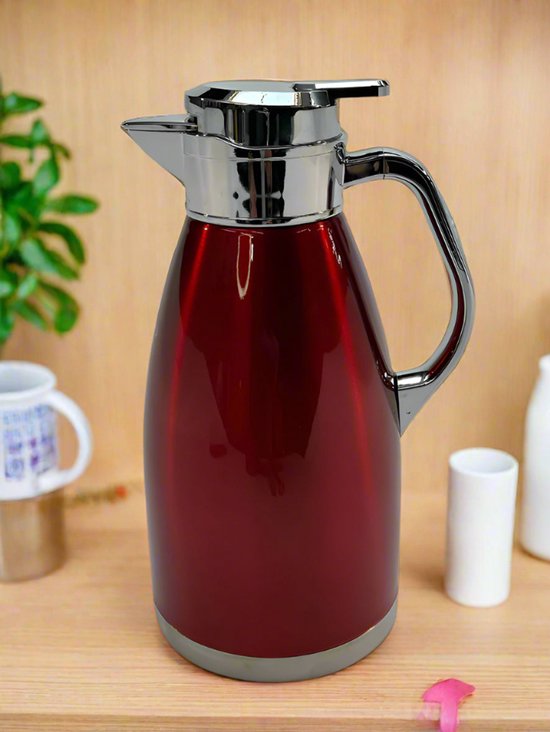 Basoo Thermos Vacuüm Flask Rood: 2500 ml, Roestvrij Staal, Voor Jarenlang Plezier