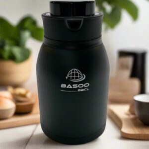 Basoo Thermos Vacuüm Flask Zwart: 2000 ml, Roestvrij Staal, Voor Jarenlang Plezier