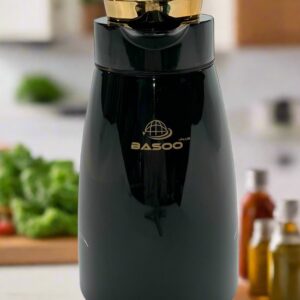 Basoo Thermos/Vacuümfles Zwart: 2000 ml, Dubbelwandig Geïsoleerd – Jouw Drankje Altijd op de Perfecte Temperatuur